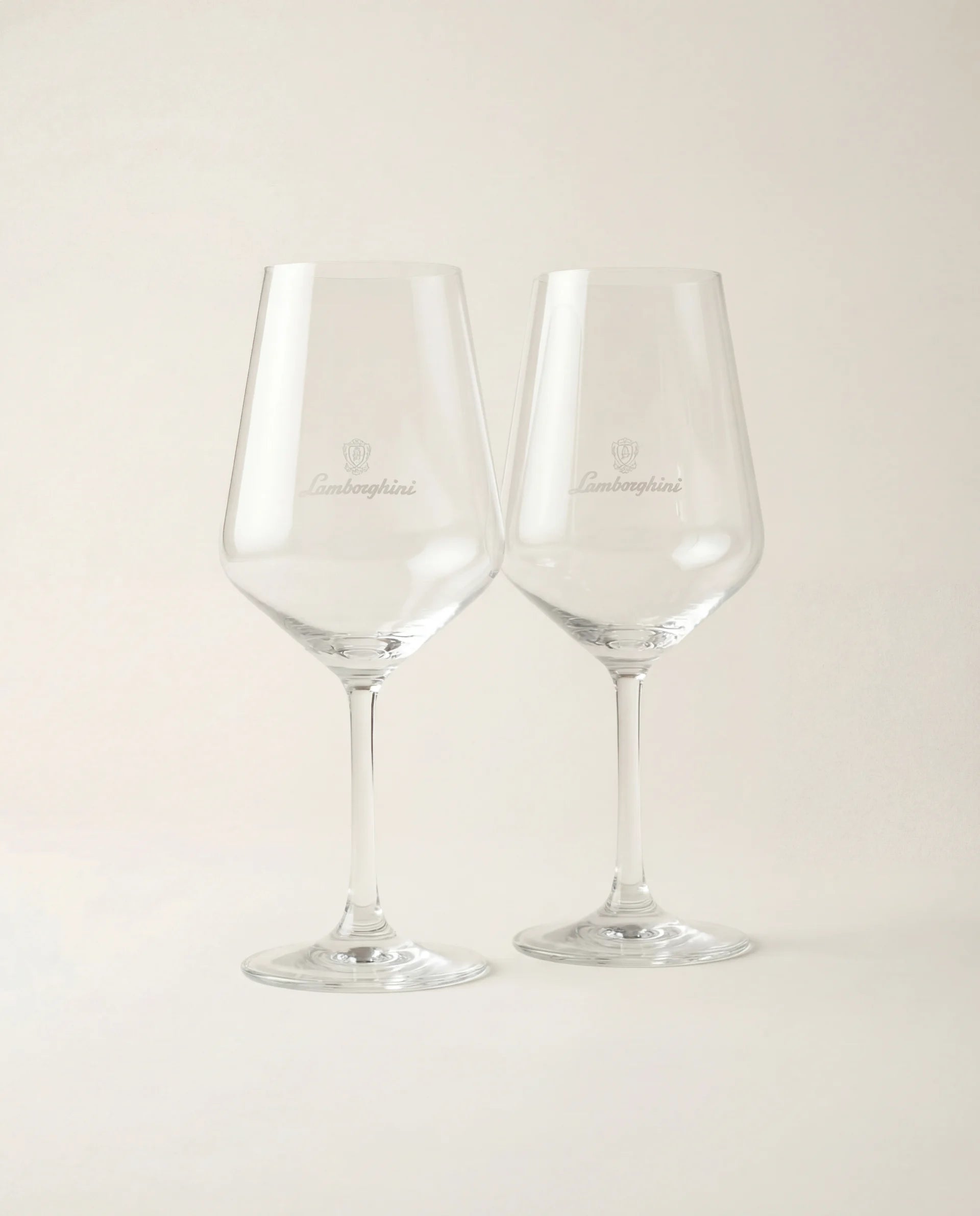 2 Lamborghini Branded Crystal Wine Glasses