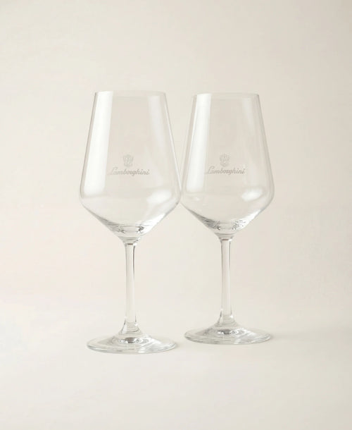 2 Lamborghini Branded Crystal Wine Glasses