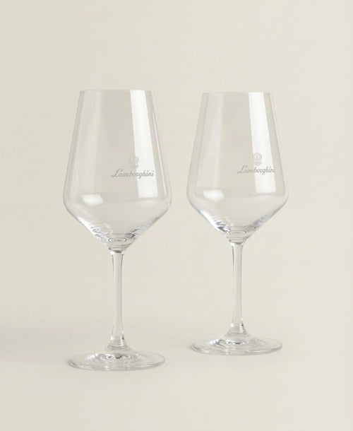 2 Lamborghini Branded Crystal Wine Glasses