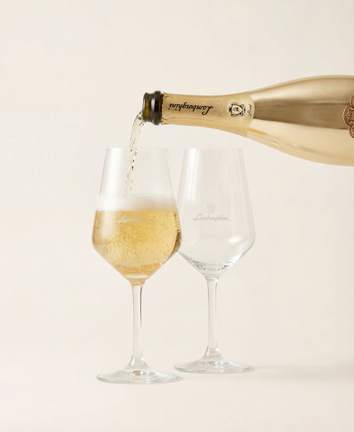 2 Lamborghini Branded Crystal Wine Glasses