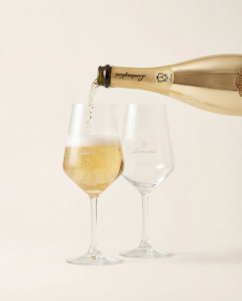 2 Lamborghini Branded Crystal Wine Glasses